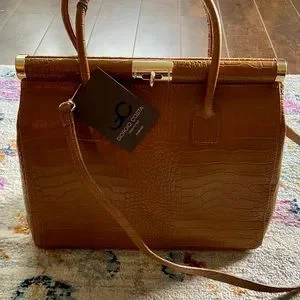 Giorgio costa leather croc embossed satchel sale